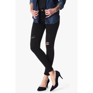 Slim Illusion Luxe Ankle Skinny Jeans With Destroy in Black - 7FORALLMANKIND