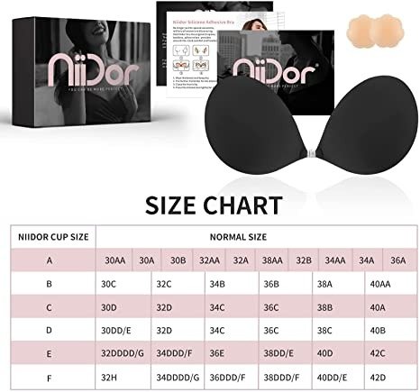 Niidor Adhesive Bra Strapless Sticky Invisible Push up Silicone Bra for Backless Dress with Nipple Covers Nude