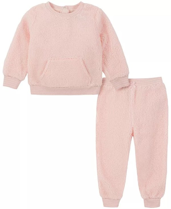 Baby Girls Boucle Crew-Neck Pullover and Pants Sweatsuit, 2 Piece Set