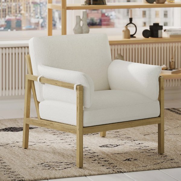 Wrap Me Up Accent Chair with Removable Cushions by Drew, Cream
