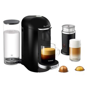 Nespresso VertuoPlus Deluxe Coffee and Espresso Machine Bundle with Aeroccino Milk Frother by Breville