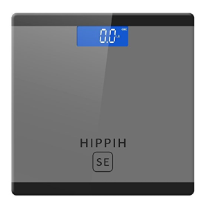 Hippih Digital Body Weight Bathroom Scale with Step-On Technology 400 Pounds, Tempered Glass, Digital Weight Scale Backlit LCD Display D-014SE