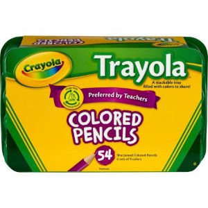 Crayola 54 支 Trayola 彩色木质铅笔，带塑料收纳盒