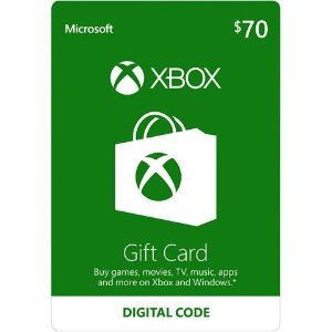 $70 Xbox 电子礼卡礼卡 送3个月Xbox 金会员(价值$24.99)