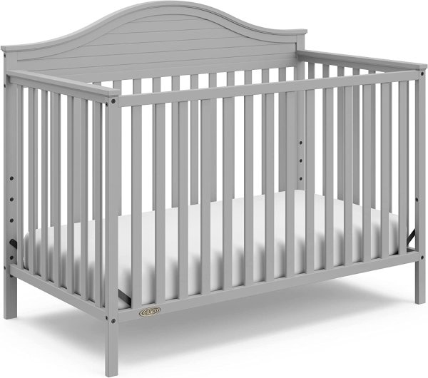 Stella 5-in-1 Convertible Crib (Pebble Gray) – Classic Baby Crib Converts to Toddler Bed and Full-Size Bed, Fits Standard Full-Size Crib Mattress, Adjustable Mattress Support Base