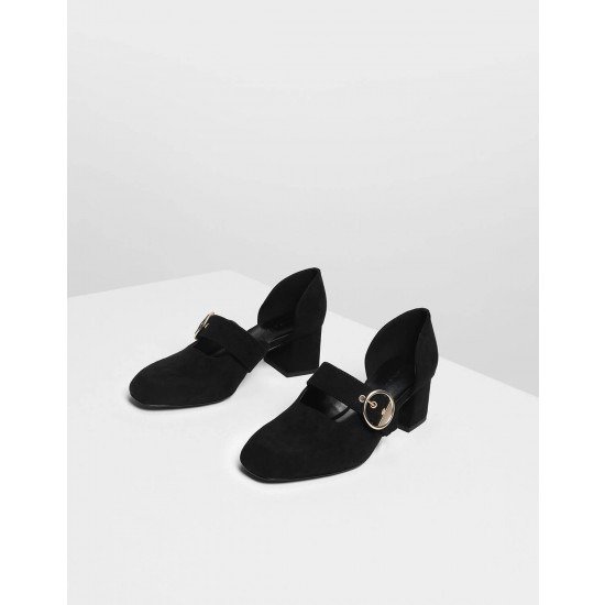 Black Gold Buckle Detail Mary Janes | CHARLES & KEITH US