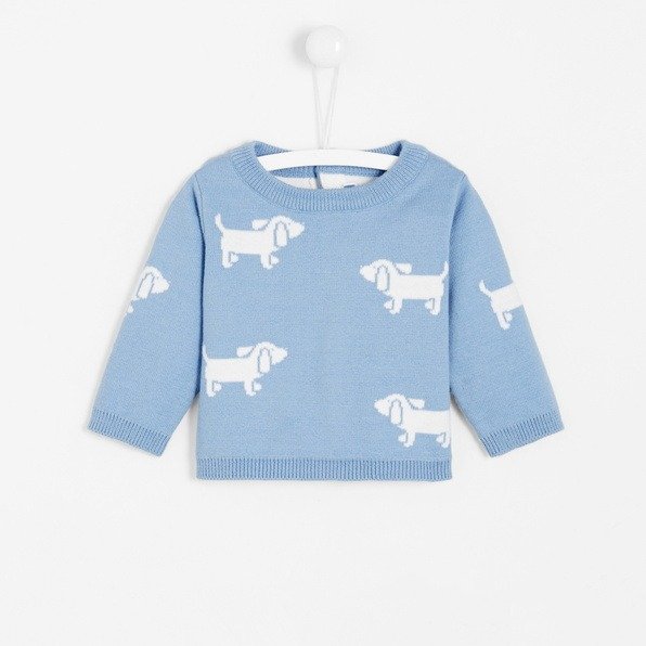 Baby boy sweater with little jacquard dogs