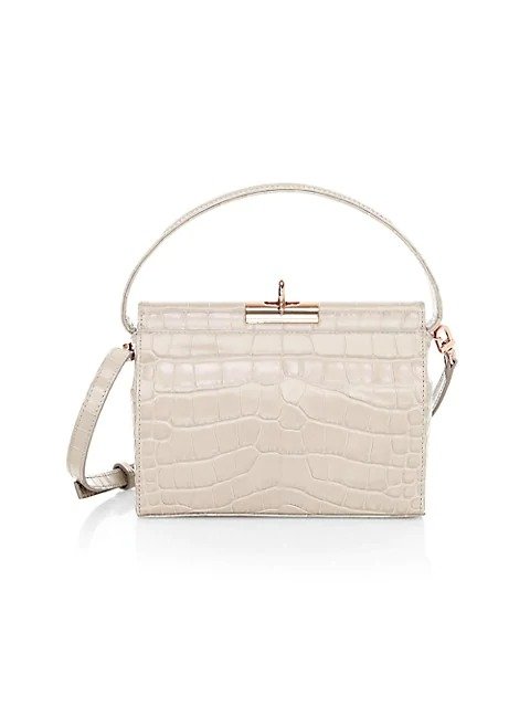 Small Milky Croc-Embossed Leather Crossbody Bag