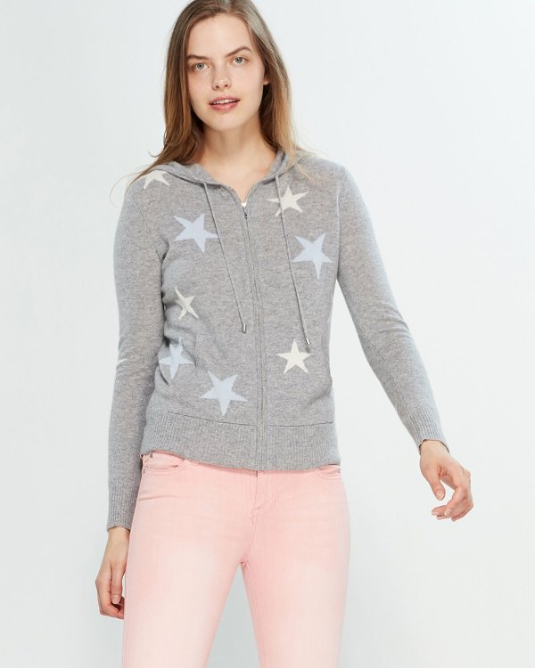 Star Pattern Cashmere Full-Zip Hoodie