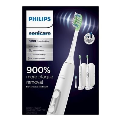 Sonicare ProtectiveClean 6100 Whitening Electric Rechargeable Toothbrush, White (2 pk.) - Sam's Club
