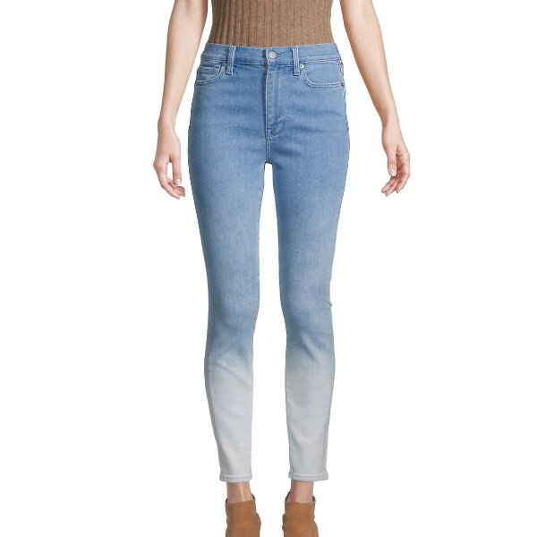 High- Waist Ombre Ankle Skinny Jeans