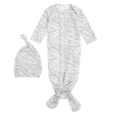 ® 2-Piece Zebraplant Comfort Knit Gown and Hat Set in White
