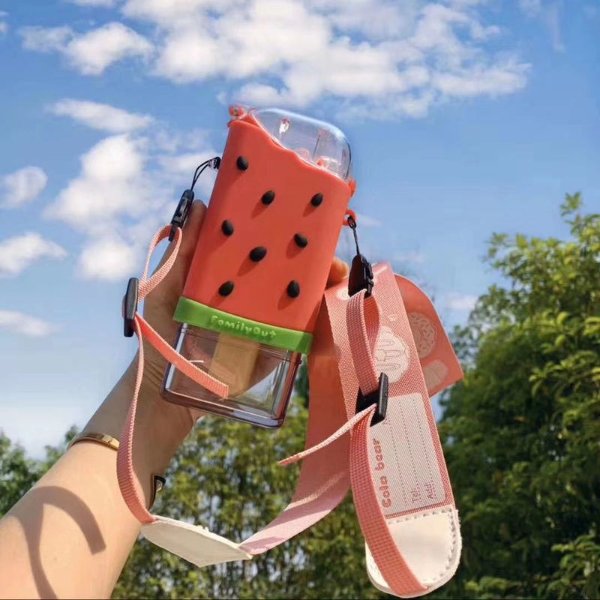 9.13US $ 40% OFF|New Summer Cute Donut Ice Cream Water Bottle With Straw Creative Square Watermelon Cup Portable Leakproof Tritan Bottle BPA Free|Water Bottles| - AliExpress