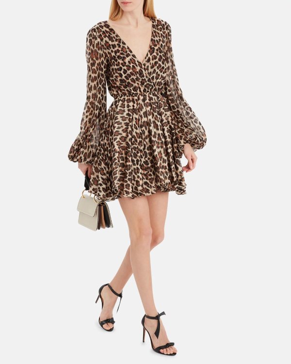 Olena Silk Leopard Dress