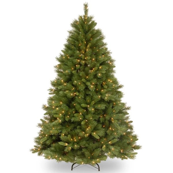 Green Artificial PVC Pine Christmas Tree with Incandescent Clear/White Lights