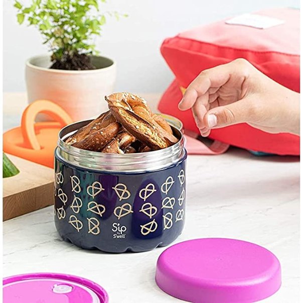 'nack by'welltainleteel Food Container - 24 Fl Oz - Pretzel- Double-Layered Inulated BowlKeep Food and DrinkFood and DrinkCold for 12 Hourand Hot for 7 Hour