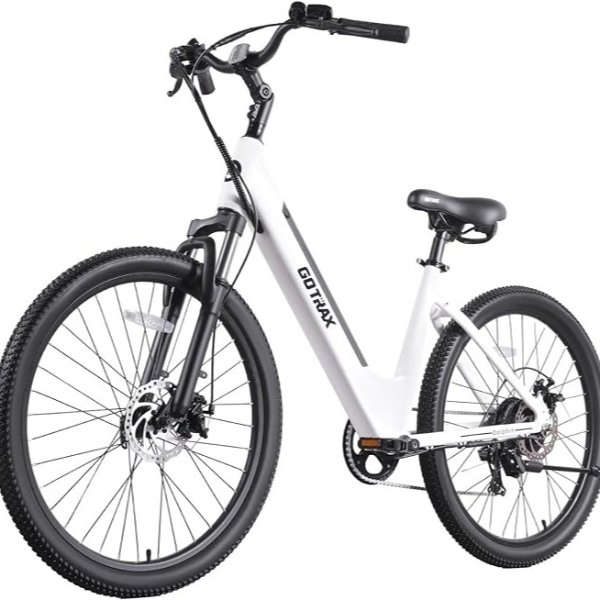 26" Electric Bike, Max Range 30Miles(Pedal-assist1) & 15.5/20Mph Power by 250/350W, 3 Riding Modes & Adjustable Seat, 7-Speed & Front Shock Absorber, Commuter Electric Bicycle for Adults