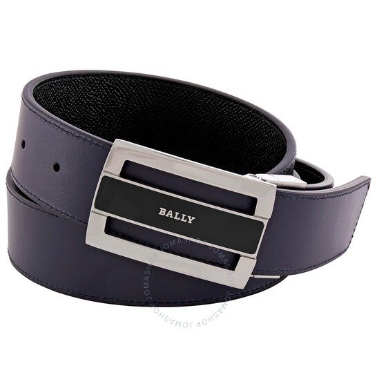 Black / Navy Leather Adjustable & Reversible 35mm Belt