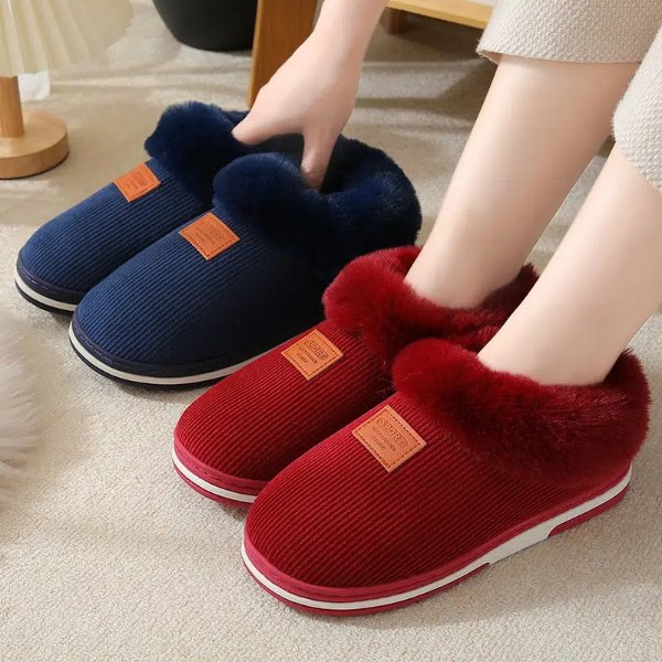 Anti-slip Home Shoes, Winter Warm Cotton Shoes, Faux Fur Trim Slip-on Thermal Shoes | Free Shipping On All Orders | Temu