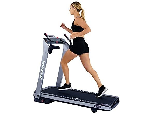 ASUNA SpaceFlex Electric Running Treadmill with Auto Incline, LCD and Pulse Monitor, Speakers, Device Holder, 220 LB Max Weight, Folding and Transportation Wheels - 7750