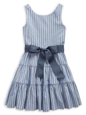 Ralph Lauren - Little Girl's Striped Tiered Cotton Dobby Dress