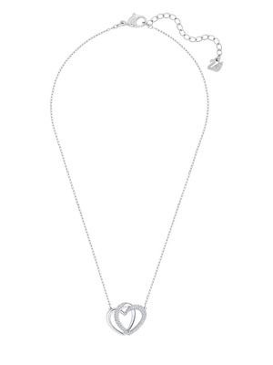 Dear Swarovski Crystal Rhodium-Plated Entwined Heart Pendant Necklace