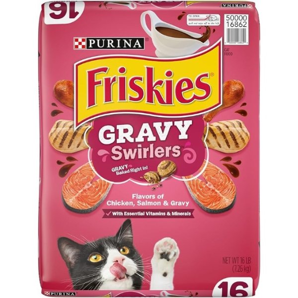 Friskies Dry Cat Food, Gravy Swirlers - 16 lb. Bag
