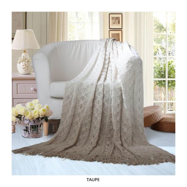 Andre Ombre Knit 50" x 60" Throw Blanket with Fringe Detail - Assorted Colors