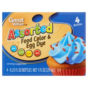 Great Value Assorted Food Color &amp; Egg Dye, 4 x 0.25oz