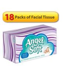 Angel Soft 165 Piece Facial Tissue, White, 18 Count