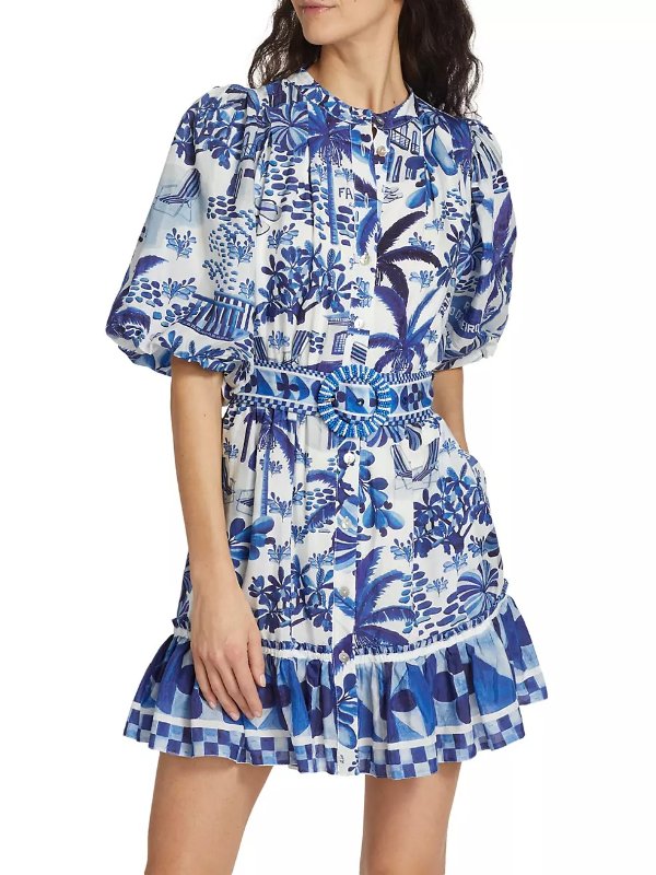 青花瓷衬衫裙