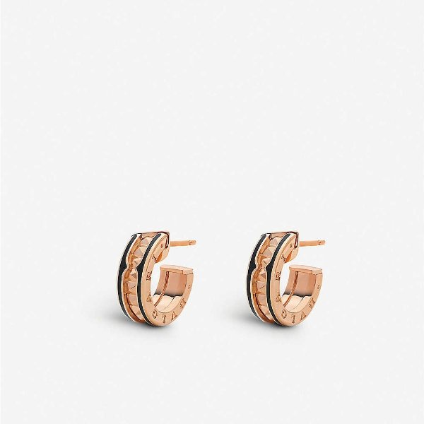 B.zero1 18ct rose-gold and ceramic hoop earrings