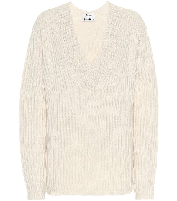 Ribbed-knit wool sweater