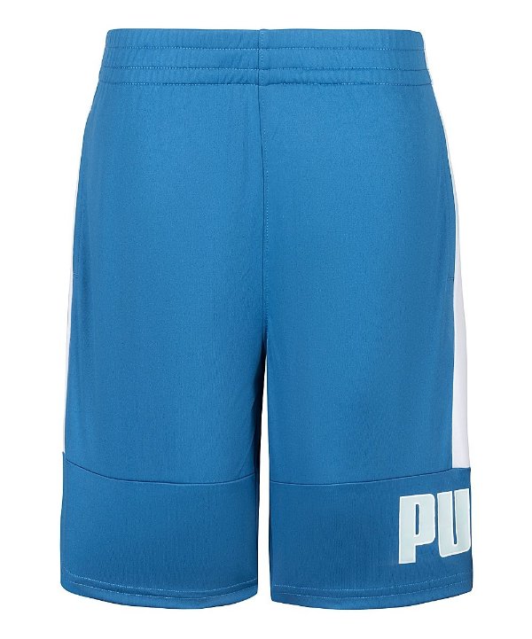 Blue Logo Stripe Elastic-Waist Shorts - Boys