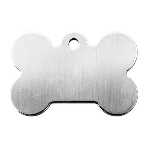 Quick-Tag Large Brushed Chrome Bone Personalized Engraved Pet ID Tag | Petco