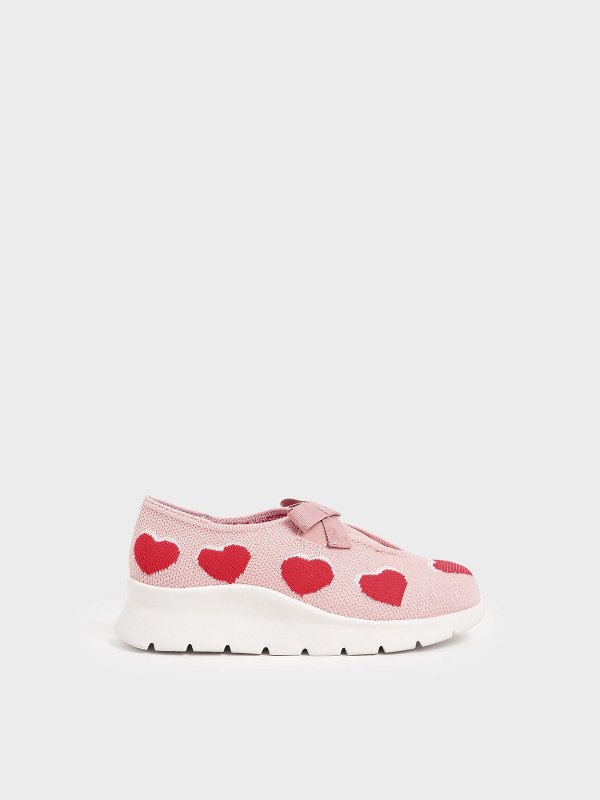 Girls&apos; Heart Print Knitted Sneakers