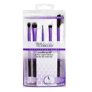 Real Techniques Cruelty Free Enhanced Eye Set, Includes: Medium Shadow, Essential Crease, Fine Liner & Shading Brushes, Lash Separator, and Brush Cup @ Amazon