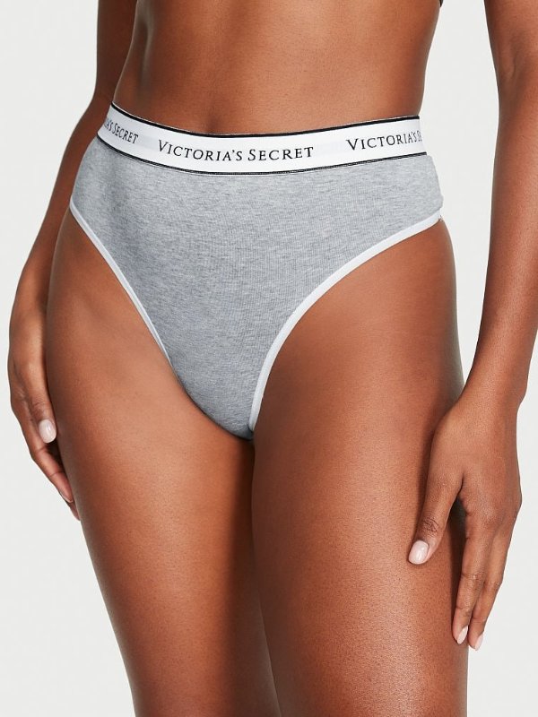 Victoria's Secret Victoria's Secret Logo Cotton High-Leg Thong Panty 12.50