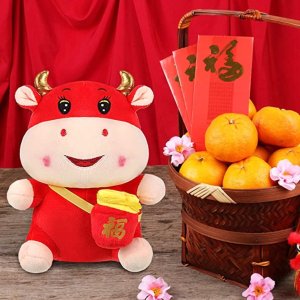 Chinese New Year Lucky Ox Stuffed Animals & Fortune Cards