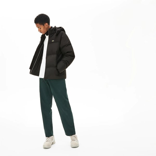 Men's Detachable Hood Quilted Water-Resistant Taffeta Jacket