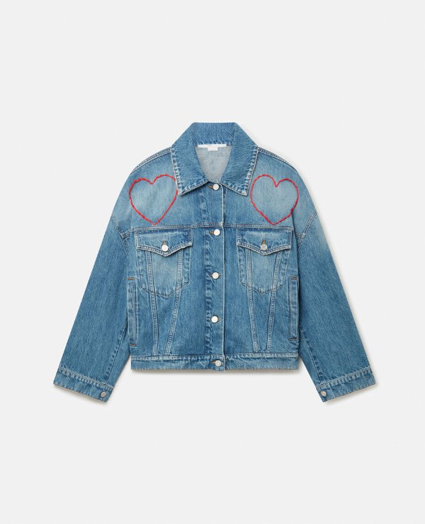 Heart Embroidery Denim Jacket