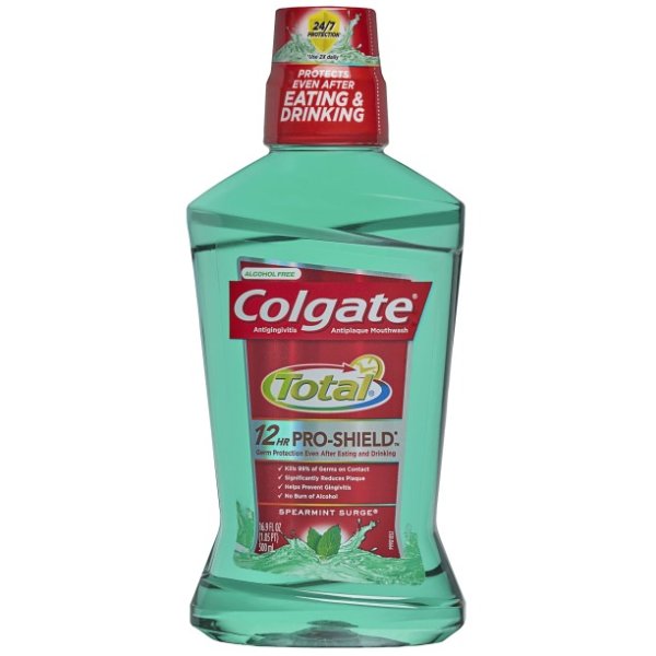 Colgate Total Antibacterial Alcohol Free Mouthwash, Spearmint, 16.9 Oz, 1 Ct