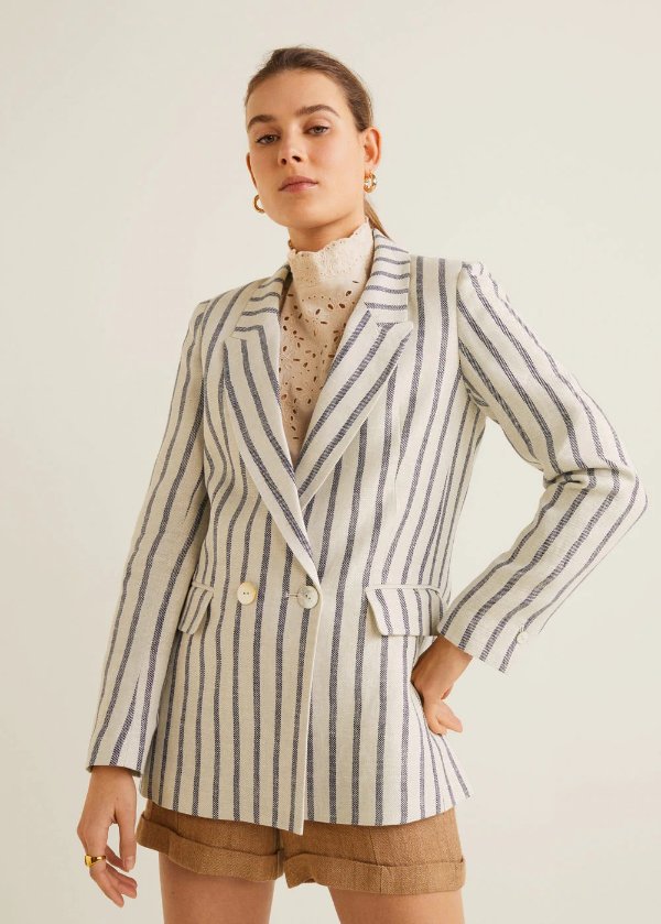 Striped linen blazer - Women | OUTLET USA