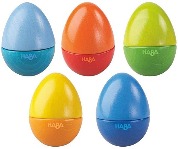 HABA Musical Eggs - 5 Wooden Eggs with Acoustic Sounds (Made in Germany)