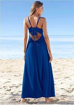 OPEN TIE-BACK MAXI DRESS in Blue | VENUS
