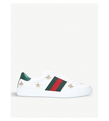 New Ace bee-embroidered leather sneakers