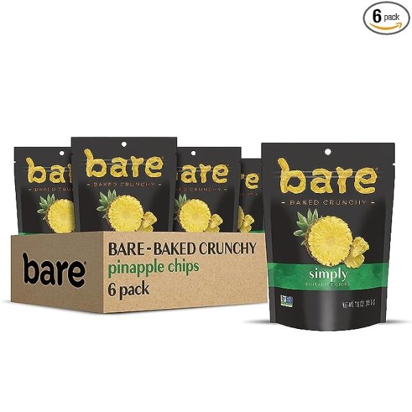 Baked Crunchy Pineapple Chips, Simply Pineapple, 1.6oz Single Serve Bag (6 Pack)