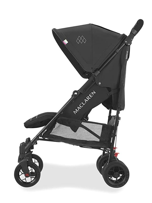 Techno Arc Stroller- For newborns up to 55lb with extendable UPF 50+/waterproof hood, multi-position seat and 4-wheel suspension. Compatible with carry cot. Accessories in the box
