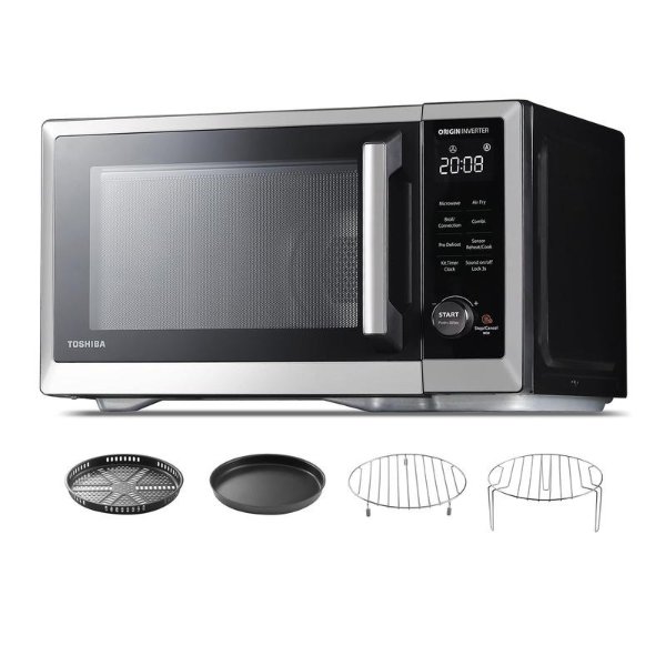Toshiba 7-in-1 1000W Countertop Microwave Oven with Air Fryer, Inverter, Convection - 1.0 cu. ft, Stainless Steel