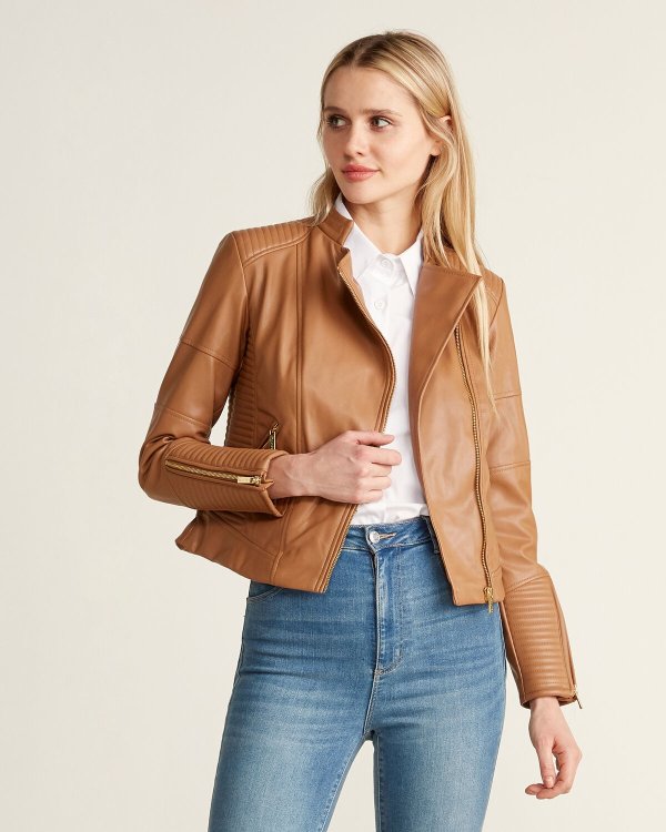 Faux Leather Asymmetrical 夹克